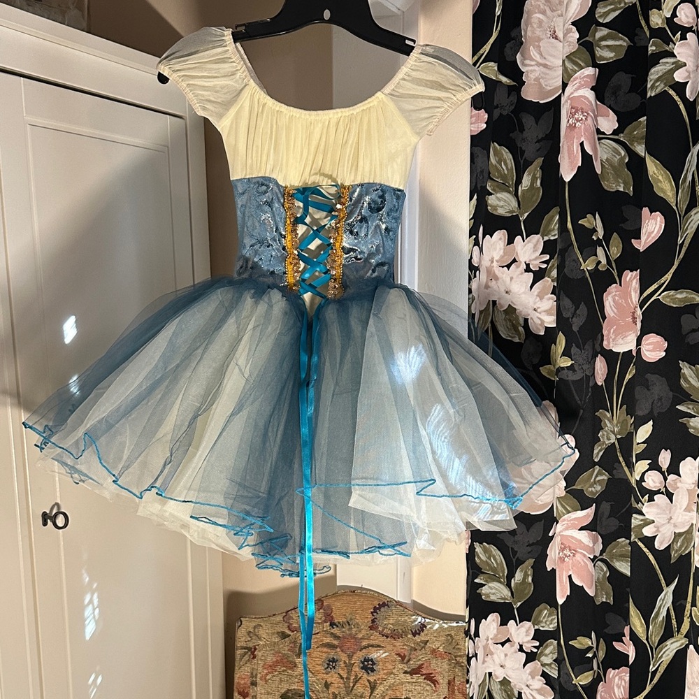 Wish Blue and Cream Kids Dance Costume